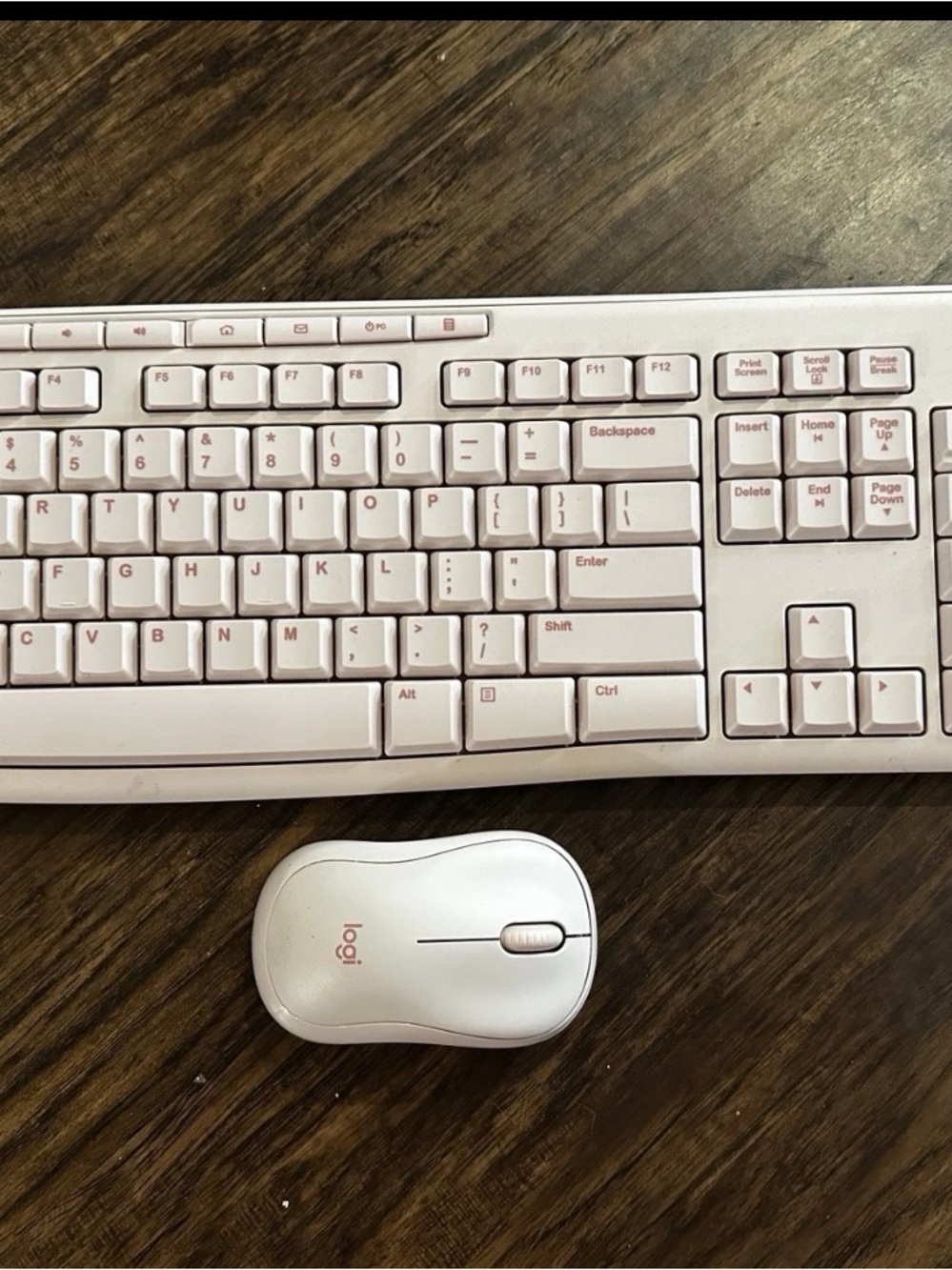 Logitech White Wireless Keyboard and Mouse Combo - Sleek Pink sleek Office Set